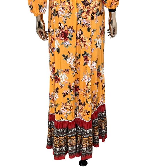 Farm Rio Anthropologie Wrap Maxi Dress Boho Floral Resort Western Glam L Petite - Picture 8 of 15